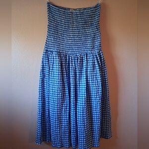 Anthropologie Blue Gingham Midi Dress